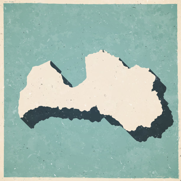 拉脱维亚地图复古风格-旧纹理纸图片下载