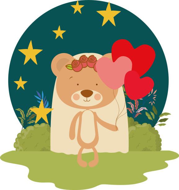 可爱的小熊穿着婚纱图片下载