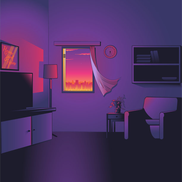 客厅在傍晚的背景图片下载