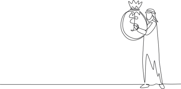 连续一行画着阿拉伯商人图片下载