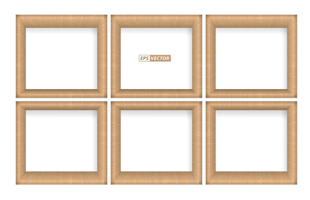 一套逼真的木墙隔断货架。每股收益向量图片下载