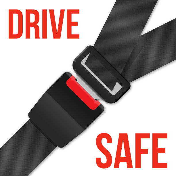 安全驾驶横幅。安全乘客安全带。用扣件和白色背景上的黑色带子挡住。矢量图图片下载