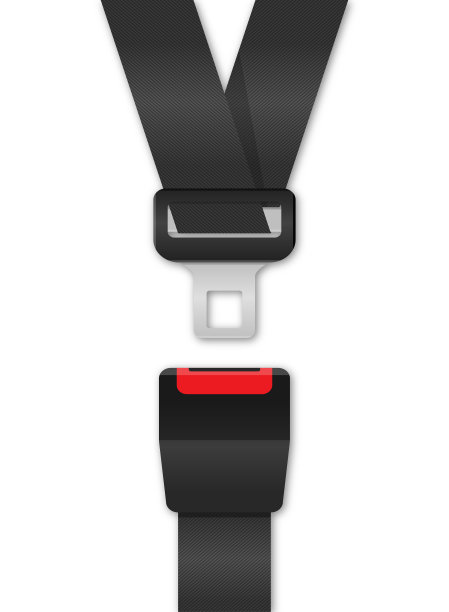 安全乘客安全带。用白色背景上的紧固件和黑色带子解锁。矢量图图片下载