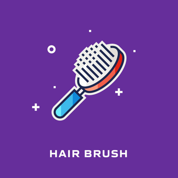 头发刷平线图标，轮廓矢量符号插图。图片下载