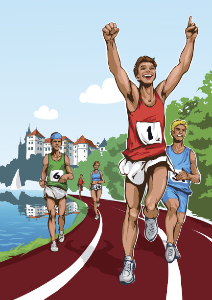 运动员在田径场上赛跑图片下载