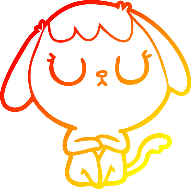 温暖的渐变线画可爱的卡通狗图片下载