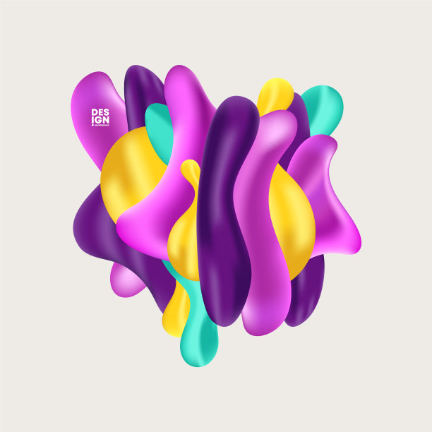 矢量抽象背景与彩色流体梯度形状，液体设计，流抽象，几何形状组成，矢量质量从梯度网格图片下载