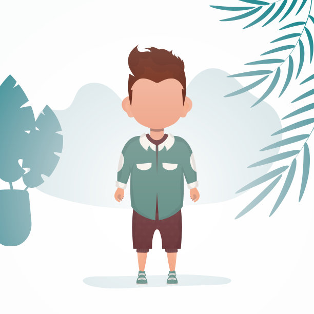 一个正在发育的可爱小男孩被描绘了出来。带着孩子的横幅。卡通风格。矢量插图。图片下载