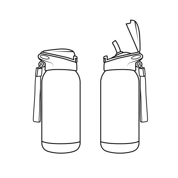 白色背景上分离的烧瓶矢量图。黑色和白色用于着色。学校用品和配件概念。教育和学校材料，儿童涂色页，打印，活动，工作表，闪存卡。图片下载