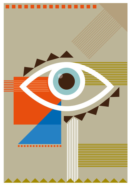 包豪斯矢量眼插图图片下载