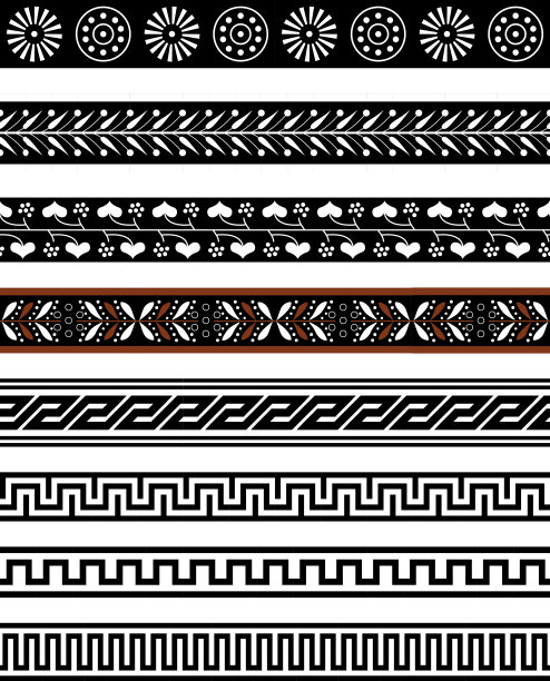 希腊陶器古曲流图案收藏图片下载