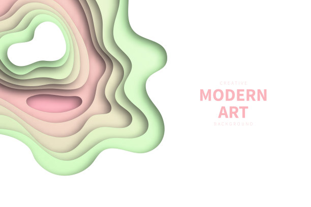 剪纸背景-粉色抽象波浪形状-时尚的3D设计图片下载