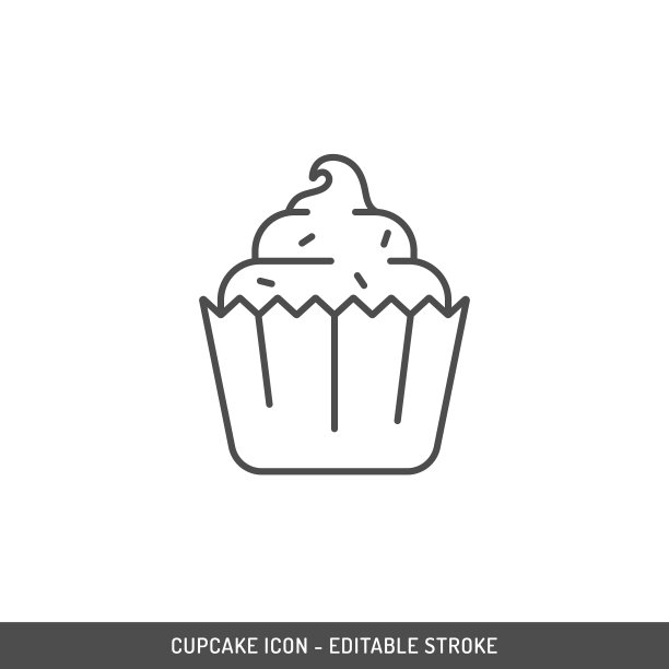 纸杯蛋糕可编辑的描边图标。图片下载