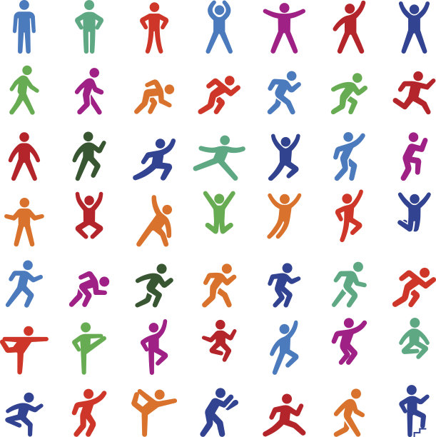 人们在运动活跃的生活方式矢量图标设置图片下载