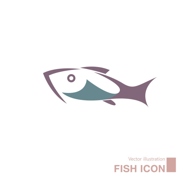 矢量绘制的鱼图标。图片下载