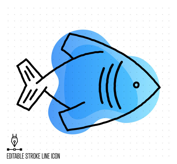 渔业产业矢量可编辑线插图图片下载