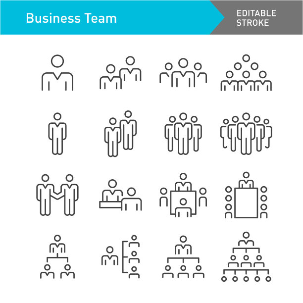 业务团队图标-线系列-可编辑的描边图片下载