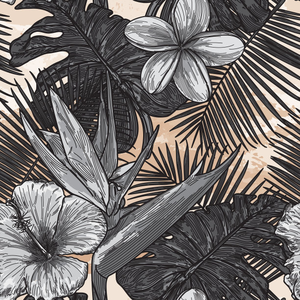 现代热带花卉图案图片下载