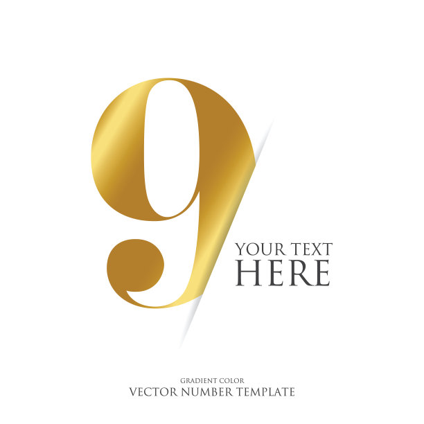 黄金数字矢量股票插图。渐变颜色。排版设计元素。图片下载