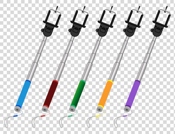 自拍杆，透明背景。图片下载