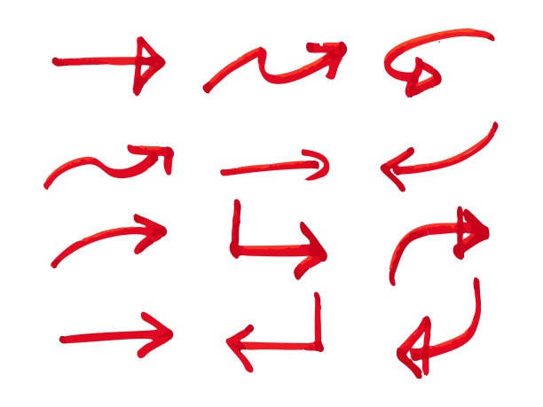 手绘素描箭头。矢量设计元素图片下载