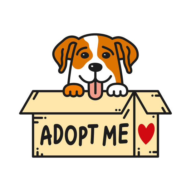 狗坐在纸板箱里图片下载