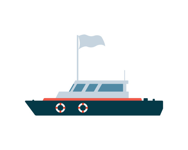 海船或游艇孤立在白色背景矢量图片下载