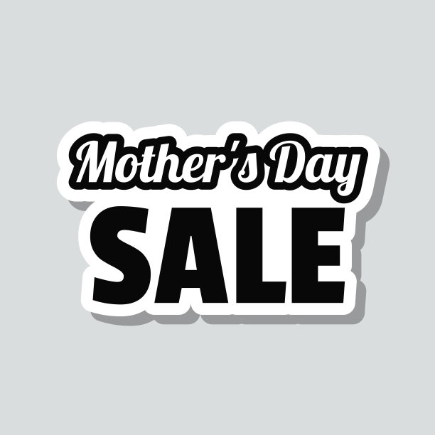母亲节销售。灰色背景上的图标贴纸图片下载
