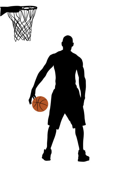 篮球运动员室外场地剪影图片下载