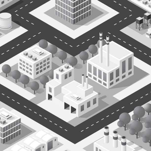 城市工厂工厂工业等距城市图片下载