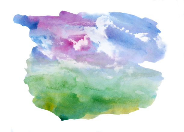 夏天水彩风景图片下载