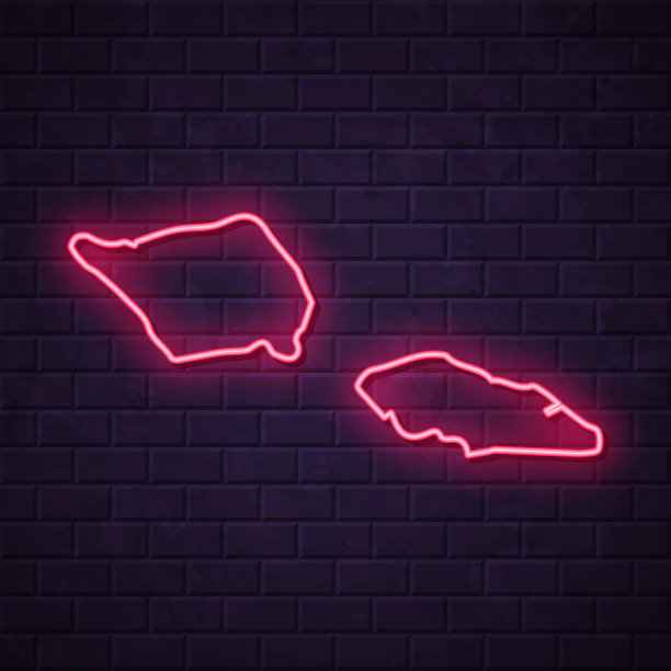 萨摩亚地图-发光的霓虹灯在砖墙的背景图片下载