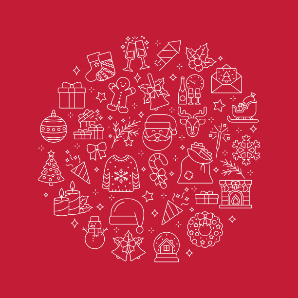 圆形圣诞图标背景图片下载