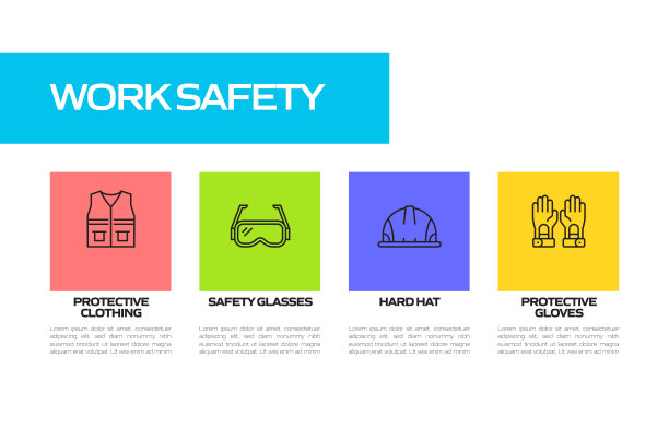 与工作安全相关的线路图标。向量符号说明。图片下载