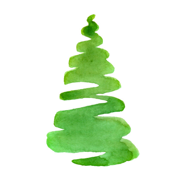 水彩圣诞树图片下载