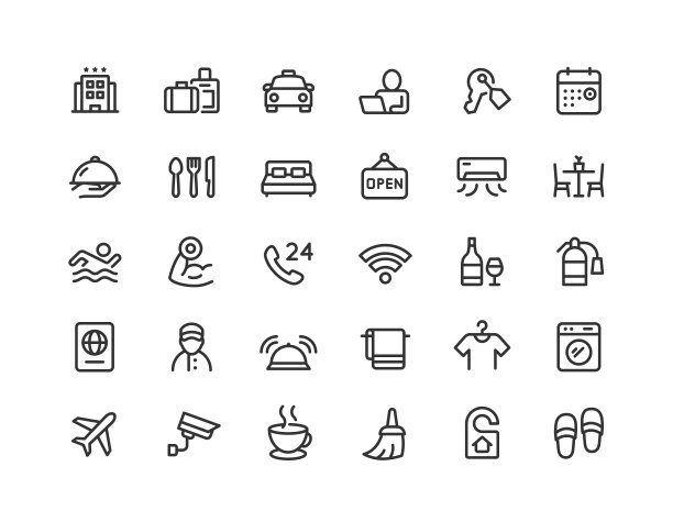 酒店线路图标可编辑的笔触图片下载