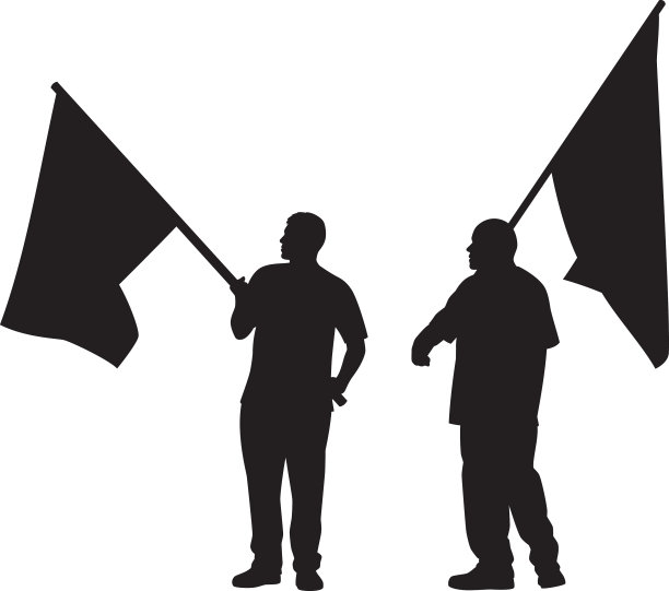 手持旗帜的男人剪影图片下载