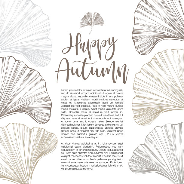 银杏叶矢量墨水设计与复制空间图片下载