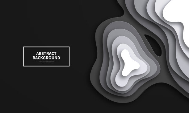 剪纸的背景。黑色和白色抽象波浪形状-时尚的3D设计图片下载