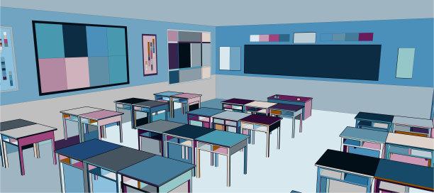 多彩的全景教室格局图片下载