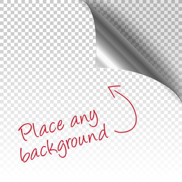 卷曲的银色页角与透明的背景阴影图片下载