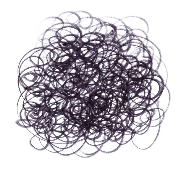 一束羊毛-抽象线条变化的手工和旧的黑色标记在纯抛光白纸-涂鸦矢量孤立的背景-卷曲的头发模式-风滚草图片下载