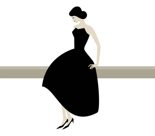 穿着黑色连衣裙的时髦女人图片下载