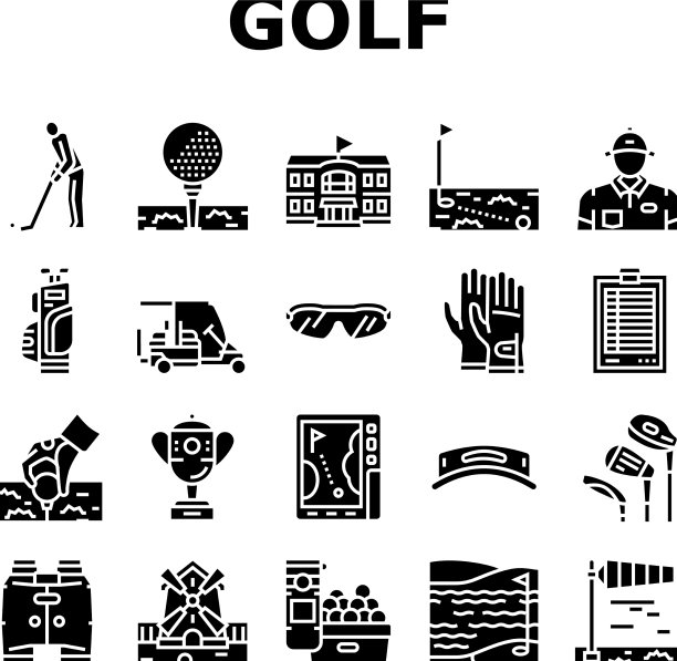 高尔夫运动游戏的操场图标设置图片下载