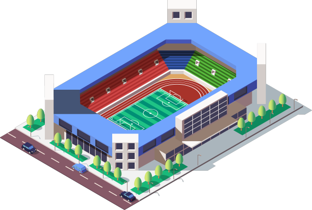 三维等距广场地面体育场附近的道路图片下载