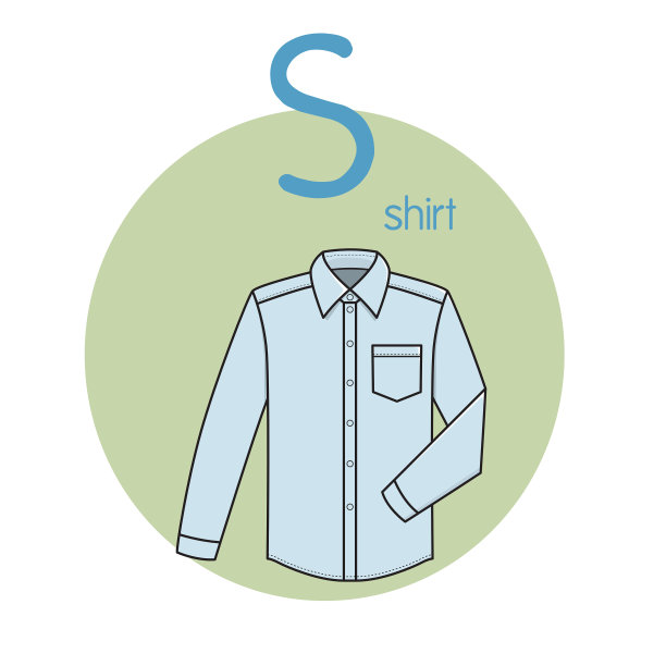 矢量说明衬衫与字母S大写字母或大写字母的儿童学习练习ABC图片下载