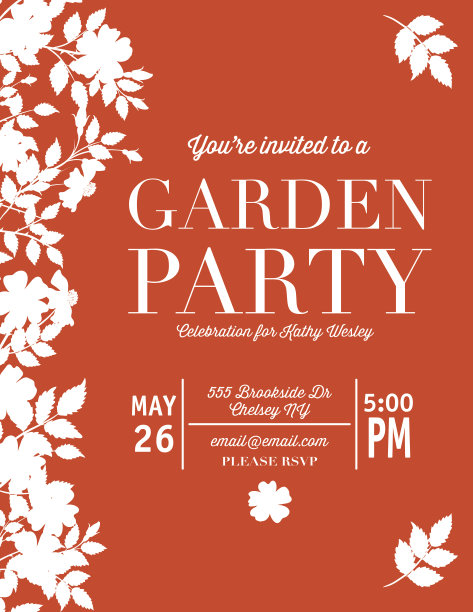 野玫瑰派对邀请模板图片下载