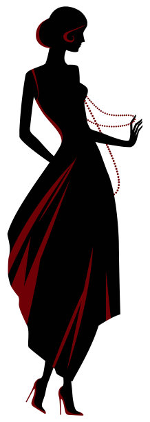 戴着项链的时尚女孩剪影图片下载