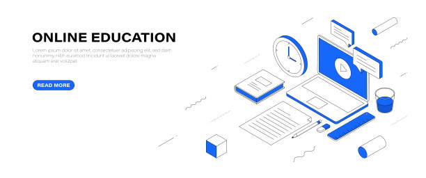 在线教育等距横幅设计图片下载