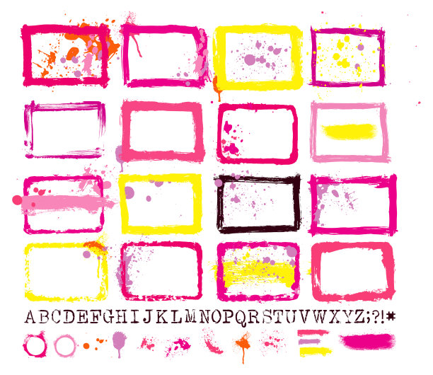 绘制矢量边界和绘制飞溅设计师矢量集合图片下载